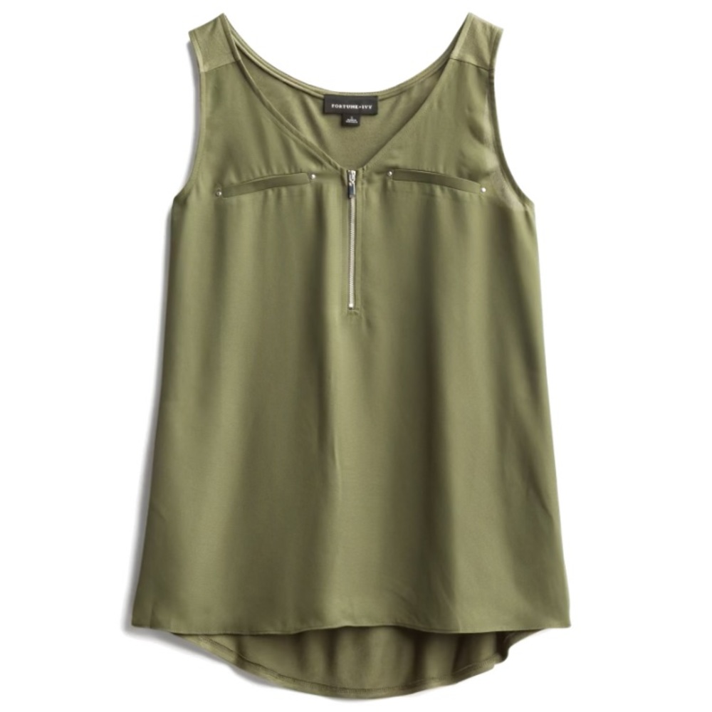 FORTUNE + IVY
Lighton Zip Detail Mixed Material Blouse